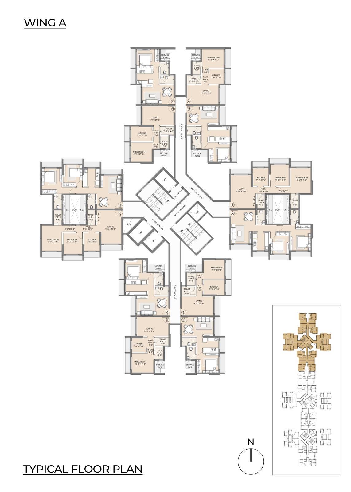 2D_Typical Floor Plan - Wing A